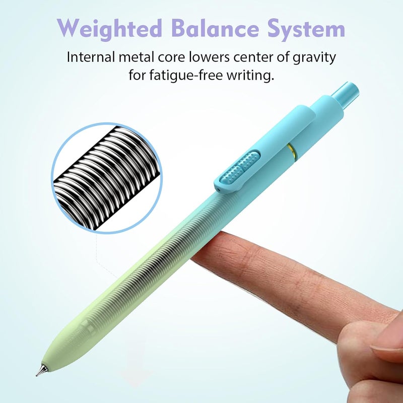 Hiacry 8 Pack Blue Ink Gel Pens，Quick-Dry 0.7mm Fine Point Fidget Pens for Smooth Writing, Journaling & Drawing, Aesthetic Gradient Color Pens for Women, School & Office Supplies (Gradient-Blue Ink) - Image 5